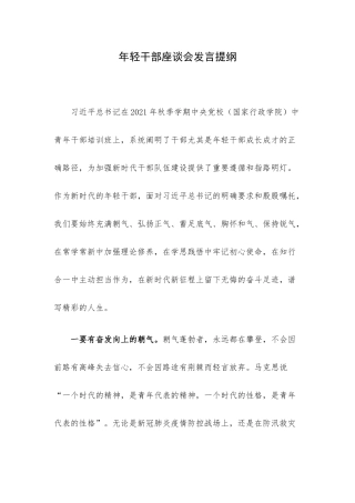 年轻干部座谈会发言提纲.docx