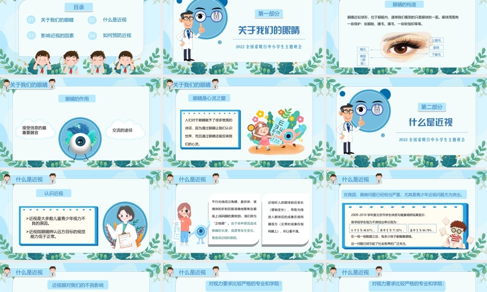 2022全国爱眼日中小学生主题班会PPT爱护眼睛预防近视PPT课件（带内容）.ppt