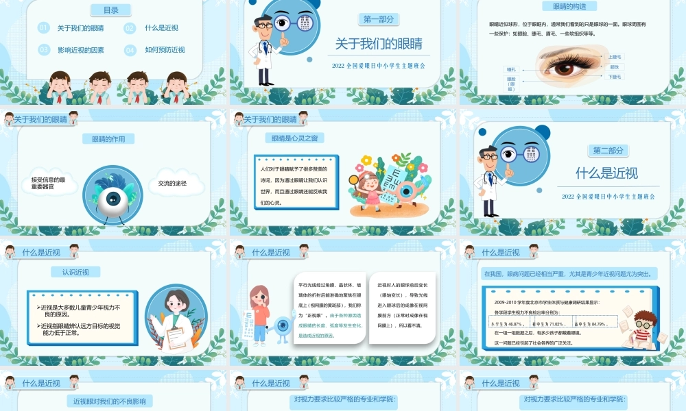 2022全国爱眼日中小学生主题班会PPT爱护眼睛预防近视PPT课件（带内容）.pptx