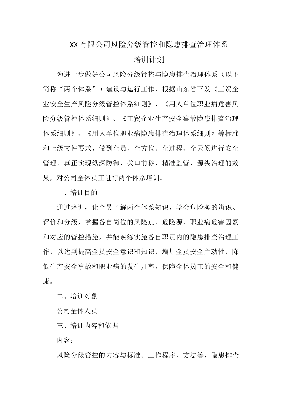 XX有限公司风险分级管控和隐患排查治理体系.docx_第1页