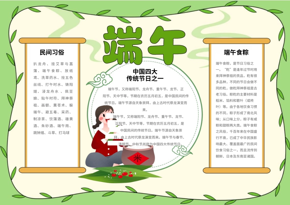 端午节手抄报电子小报模板（附线稿）.docx_第1页