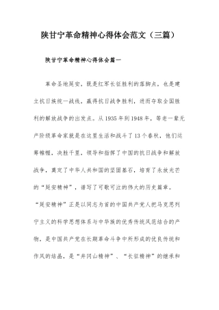陕甘宁革命精神心得体会范文（三篇）.docx