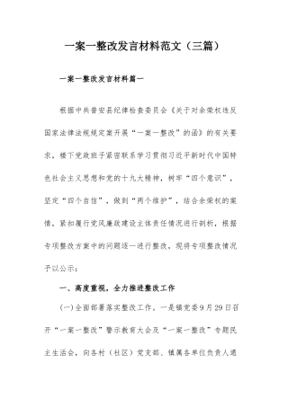 一案一整改发言材料范文（三篇）.docx