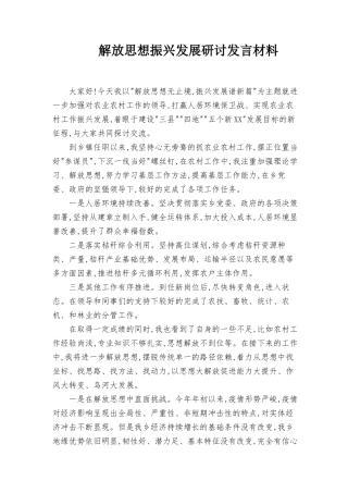 解放思想振兴发展研讨发言材料2篇范文推荐.docx