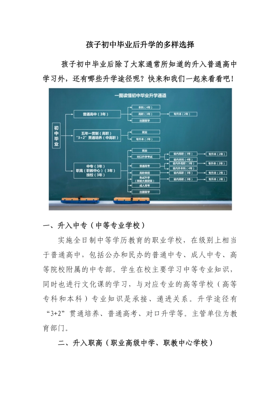 孩子初中毕业后升学的多样选择.docx_第1页