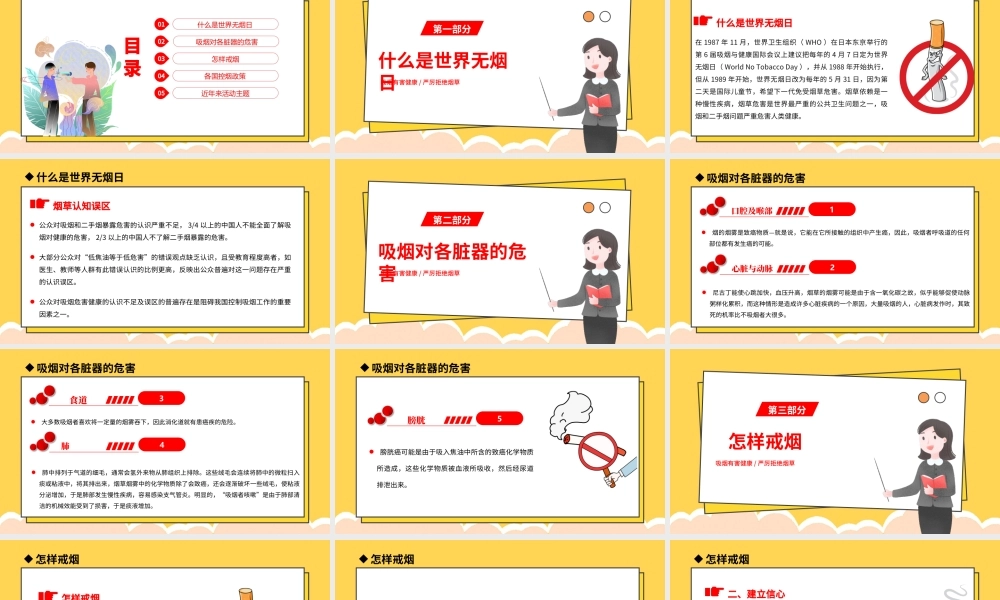 5月31日世界无烟日PPT吸烟有害健康拒绝烟草PPT课件（带内容）.ppt