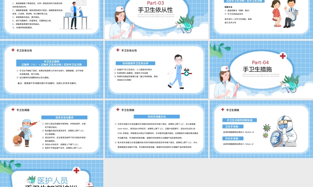 蓝色卡通风医护人员手卫生知识培训PPT模板.pptx
