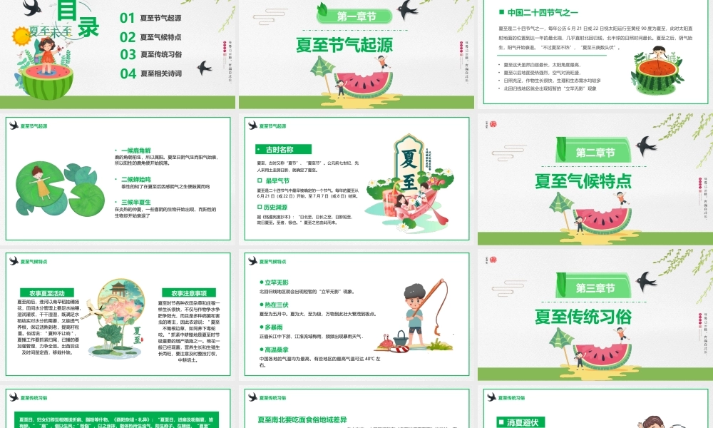 传统二十四节气习俗PPT夏至节气介绍宣传PPT课件（带内容）.pptx