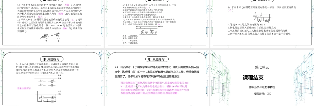 人教版九年级物理第七单元《生活用电-本章中考练》PPT课件.pptx