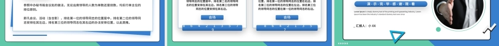 蓝绿色简约风企业会议接待礼仪PPT模板.pptx