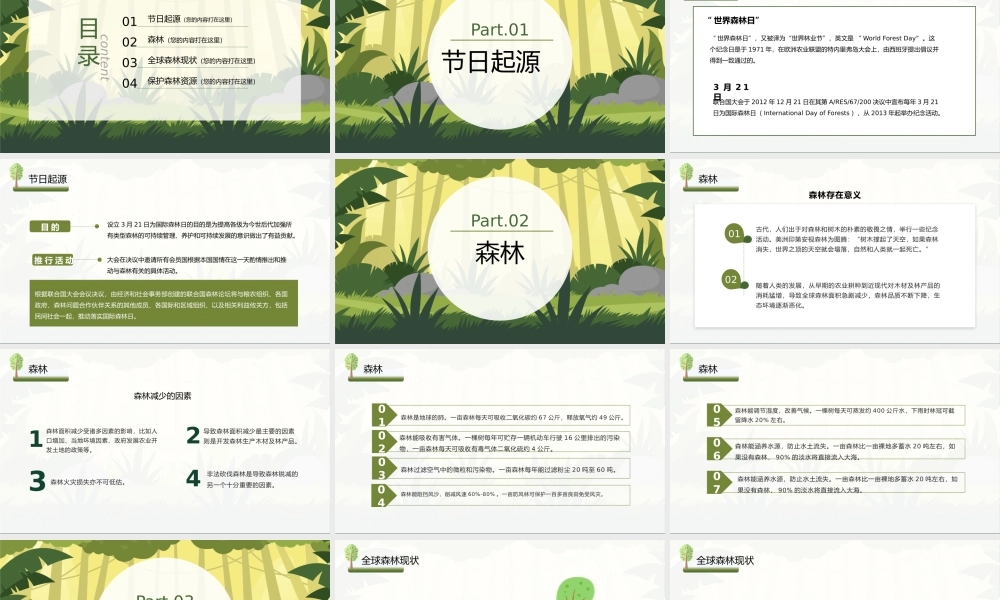 世界森林日宣传介绍环保教育主题PPT模板.pptx