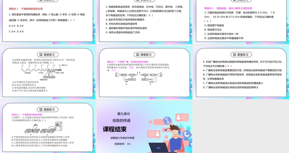 人教版九年级物理第九单元《信息的传递-单元易错强化练》PPT课件.pptx