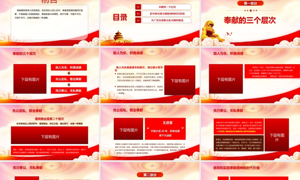爱岗敬业显忠诚无私奉献创业绩PPT倡导和实践奉献精神的时代价值PPT课件（带内容）.ppt