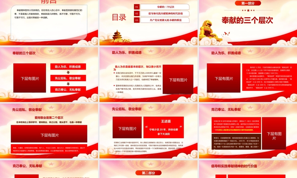 爱岗敬业显忠诚无私奉献创业绩PPT倡导和实践奉献精神的时代价值PPT课件（带内容）.pptx