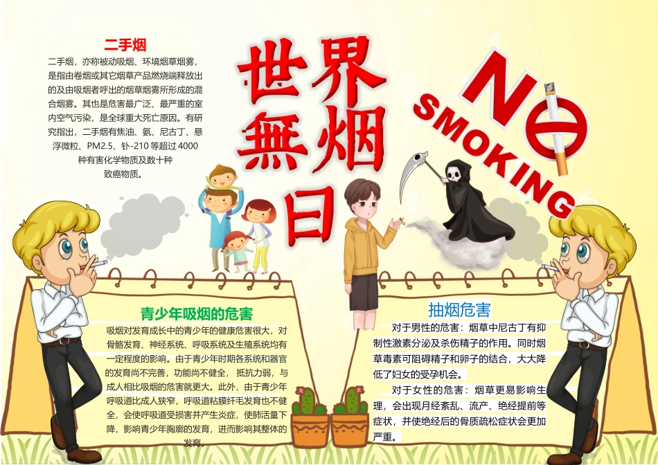 世界无烟日小报卡通可爱世界无烟日小报.docx_第1页