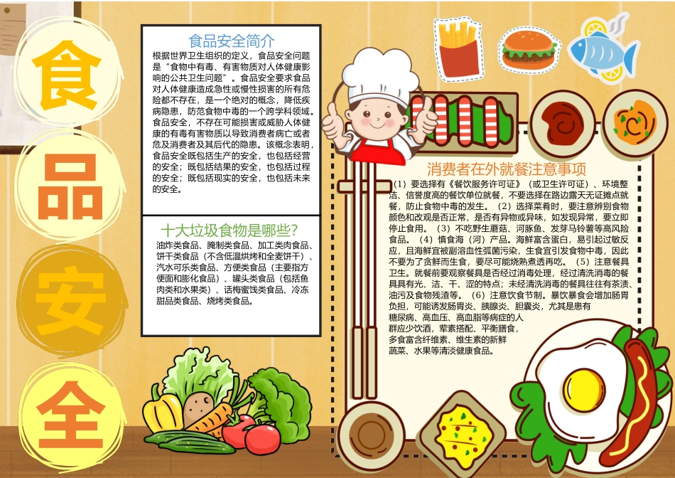 食品安全手抄报简约卡通就餐注意事项小报.docx_第1页
