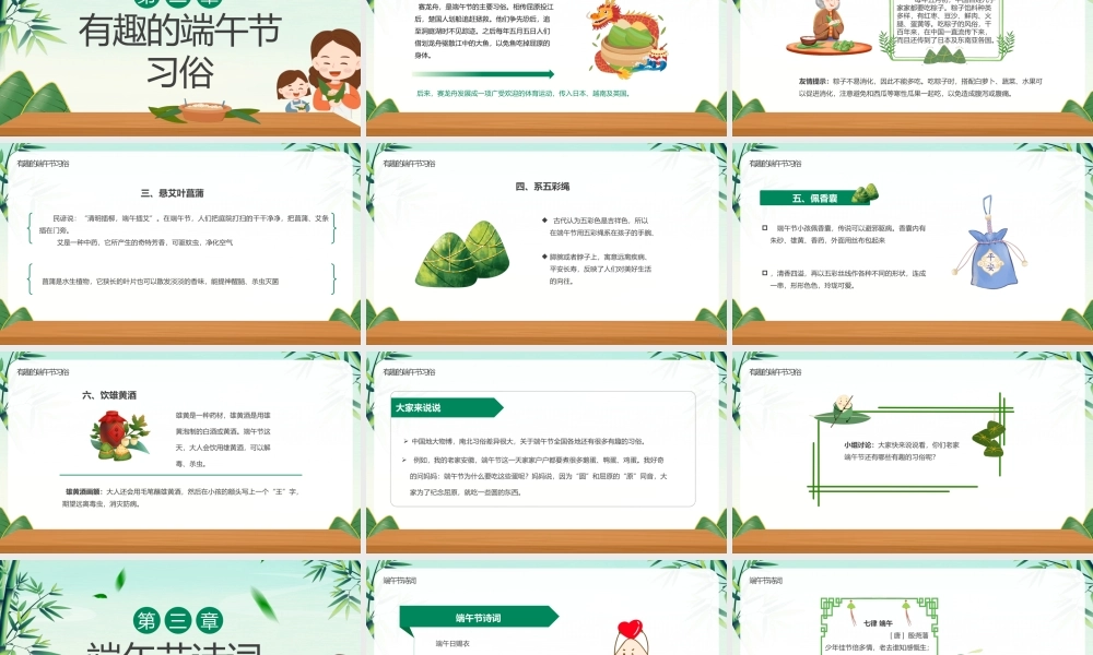绿色卡通浓情端午端午节介绍PPT模板.pptx