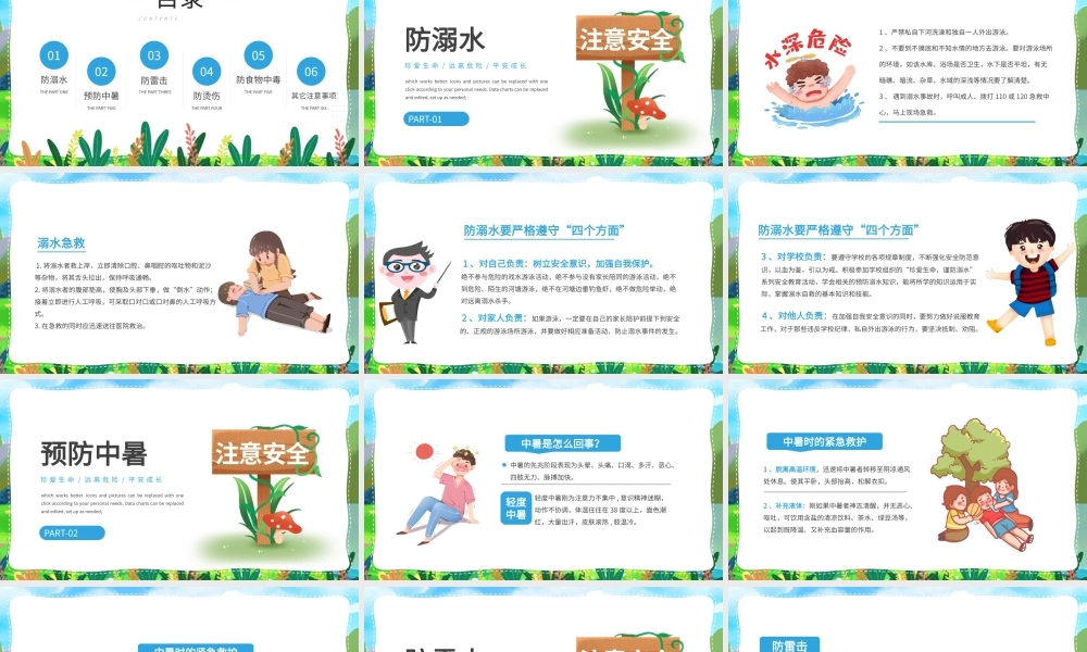 夏季安全教育防溺水卡通PPT模板.pptx