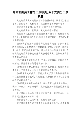 党支部委员工作分工及职责_五个支委分工及职责.doc