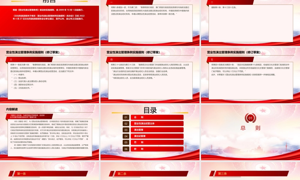 深入学习2022《营业性演出管理条例实施细则》全文PPT课件（带内容）.pptx