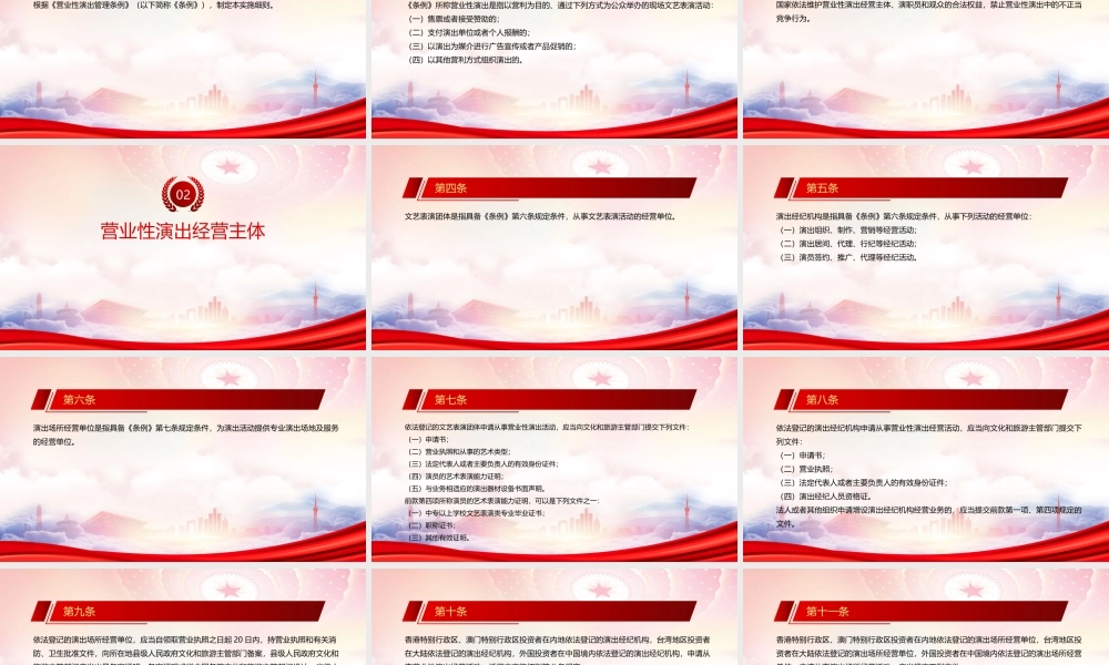 深入学习2022《营业性演出管理条例实施细则》全文PPT课件（带内容）.pptx