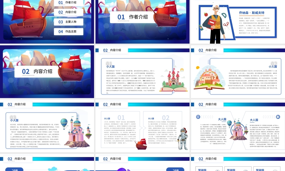格列夫游记名著读书分享读后感PPT模板.pptx
