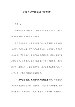 纪委书记支部学习“微党课”.docx