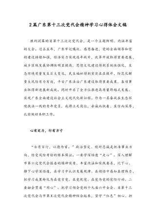 2篇广东第十三次党代会精神学习心得体会文稿.docx