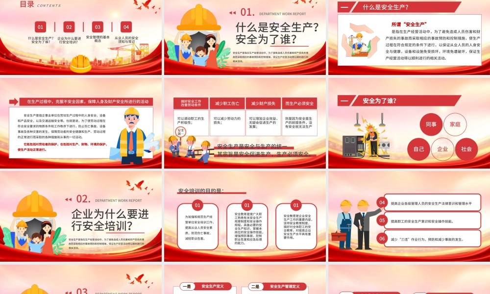 员工安全生产培训红金色简约PPT模板.pptx