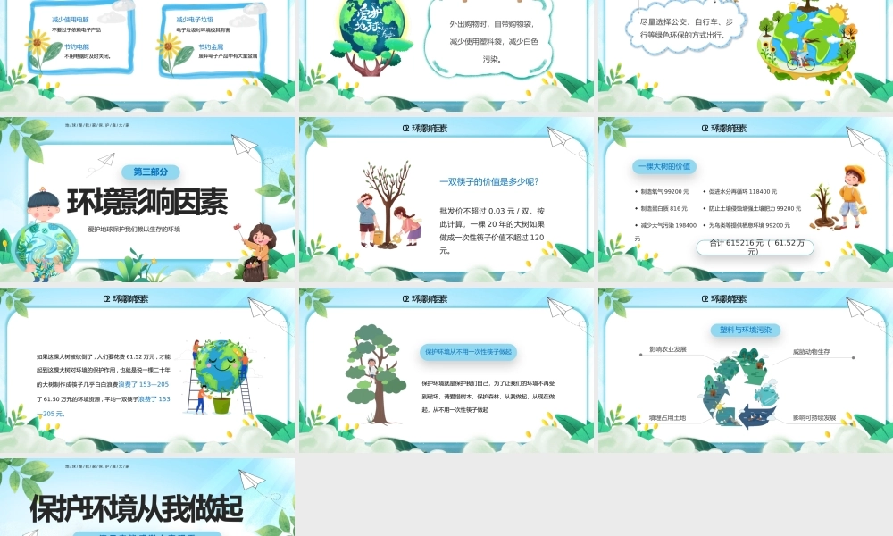蓝色卡通风保护环境从我做起PPT模板.pptx