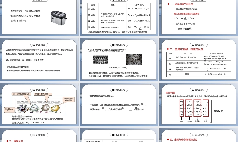人教版九年级化学下册第一单元《金属和金属材料-金属的化学性质》PPT课件.pptx