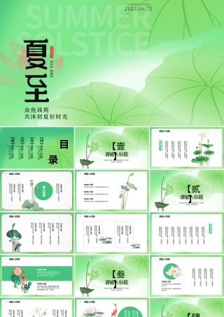 绿色中国风荷花夏至PPT模板.pptx