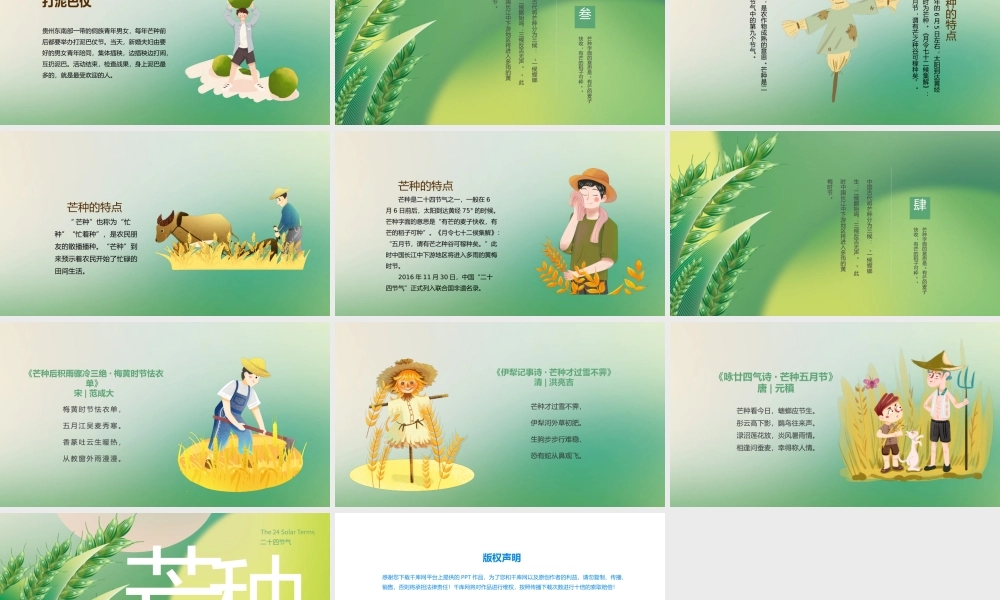 黄绿小清新芒种节气介绍PPT模板.pptx