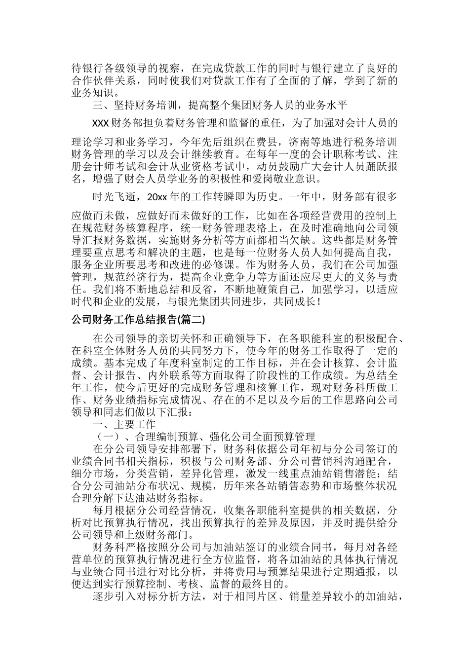 公司财务工作总结报告范文五篇.docx_第2页