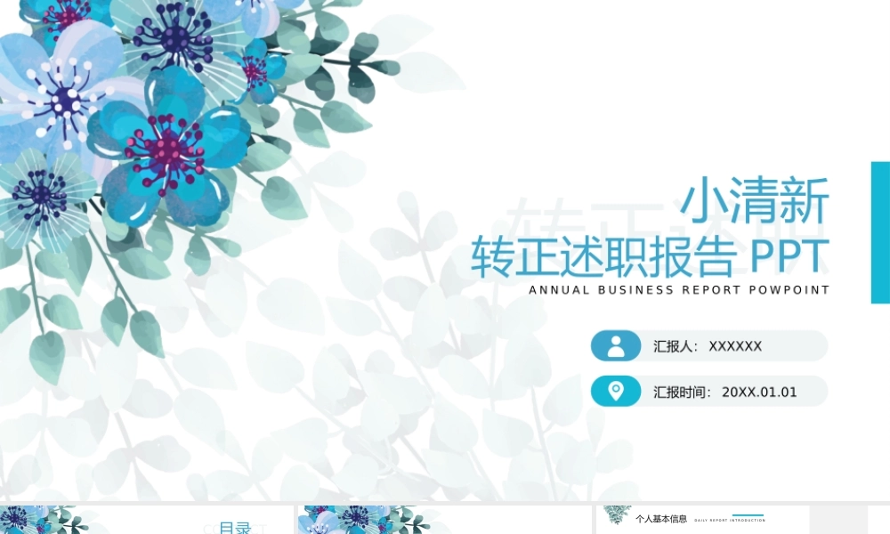 小清新转正述职报告模板.pptx