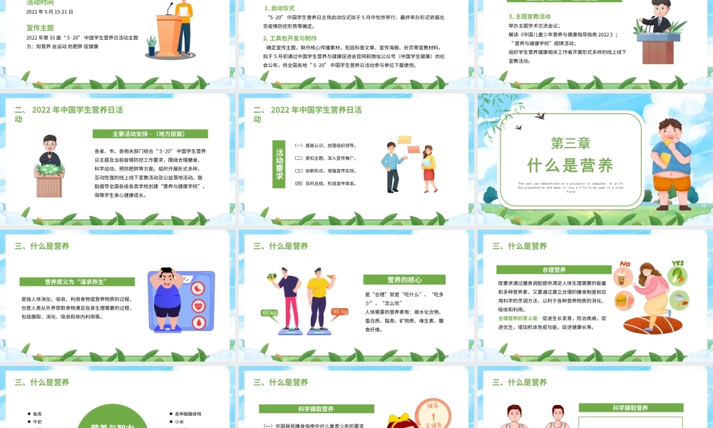 2022全国学生营养日PPT知营养会运动防肥胖促健康PPT课件（带内容）.ppt