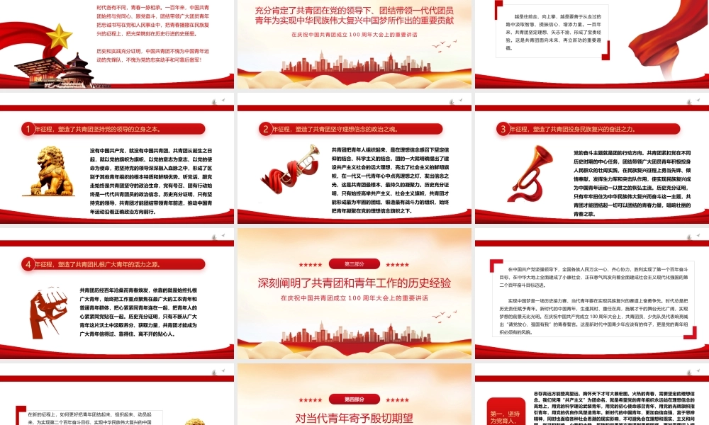 建团100周年大会上的重要讲话PPT——青春心向党 奋进新征程.pptx