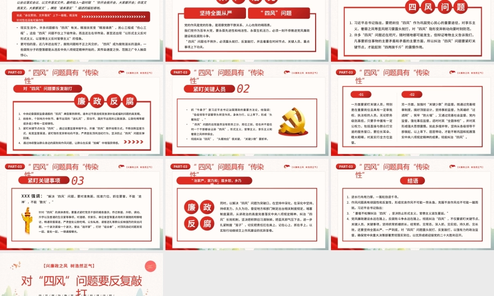 对“四风”问题要反复敲打PPT兴廉政之风树浩然正气PPT课件（带内容）.pptx