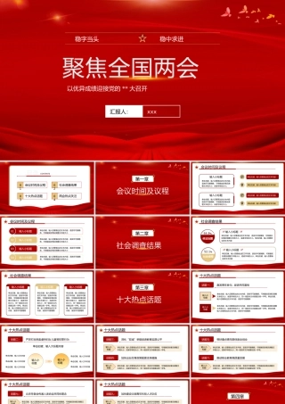 聚焦全国两会会议召开党政工作报告PPT模板.pptx