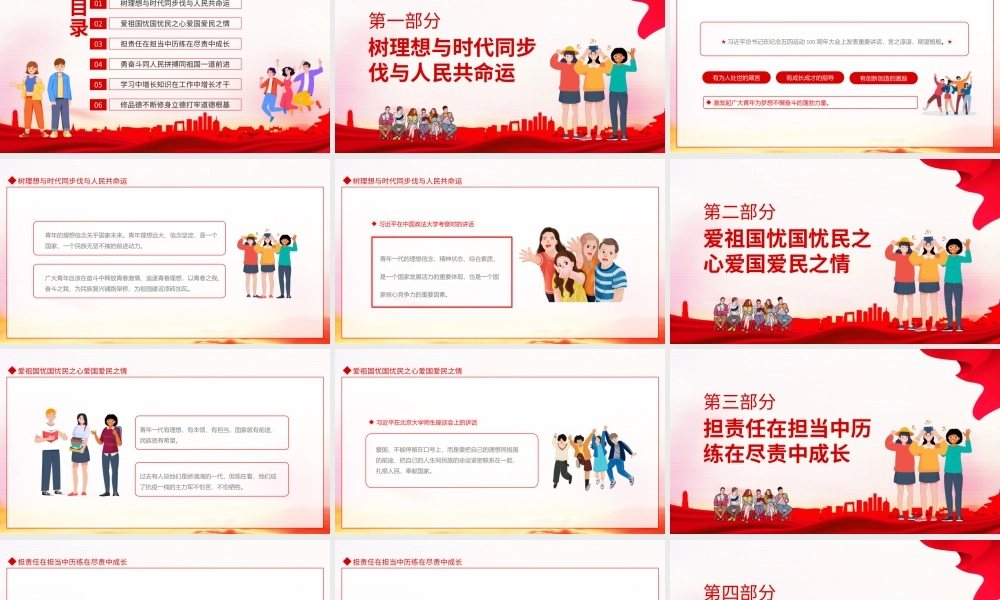 重温青春寄语蓬勃青春力量绽放时代芳华PPT树理想与时代同步伐与人民共命运PPT课件（带内容）.ppt