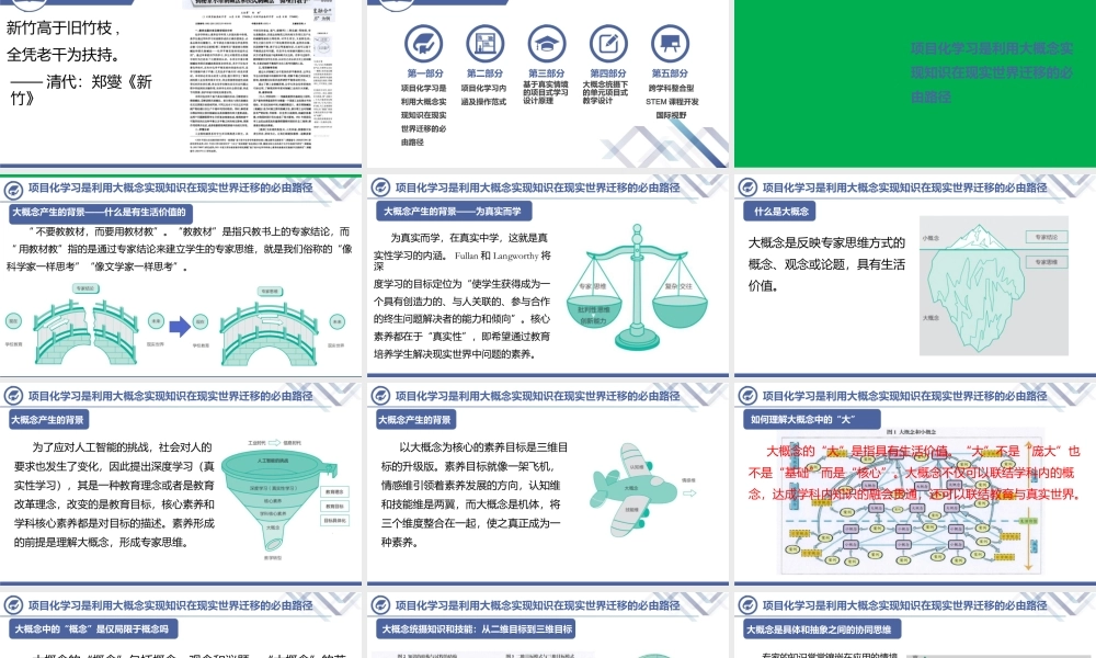 高考化学复习备考策略《大概念统摄下的跨学科实践项目式教学研究》2022年6月.pptx