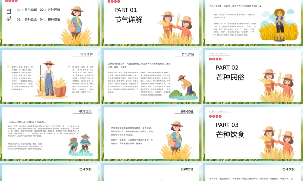 小清新传统中国二十四节气芒种节气介绍PPT课件（带内容）.pptx