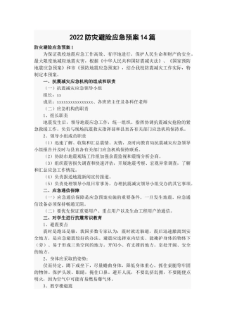 2022防灾避险应急预案14篇.docx