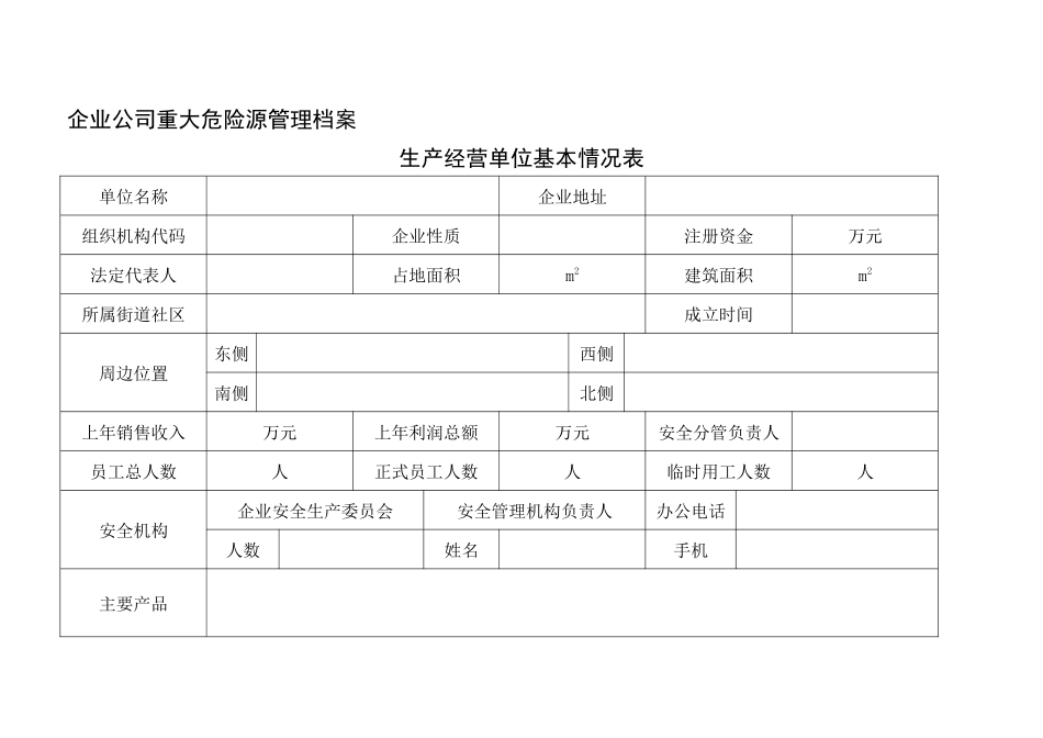企业公司重大危险源管理档案.docx_第1页