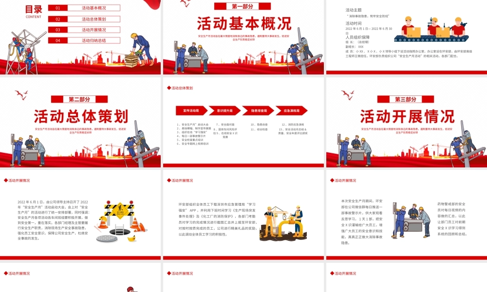2022安全生产月安全培训工作总结PPT课件（带内容）.pptx