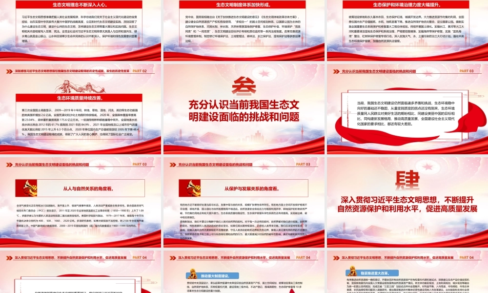 全面推动建设人与自然和谐共生的现代化PPT充分认识当前我国生态文明建设面临的挑战和问题PPT课件（带内容）.ppt