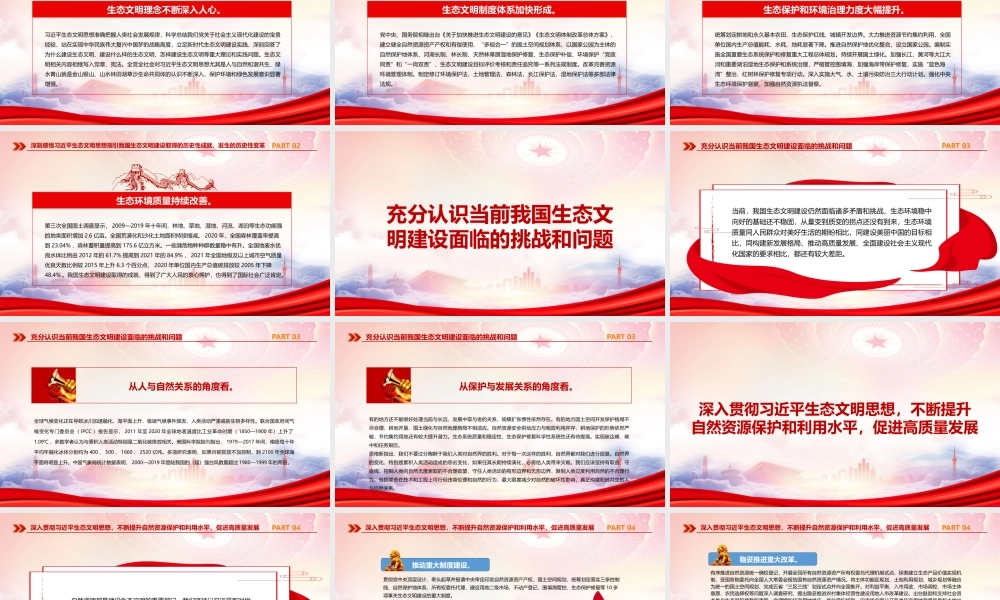 全面推动建设人与自然和谐共生的现代化PPT充分认识当前我国生态文明建设面临的挑战和问题PPT课件（带内容）.pptx