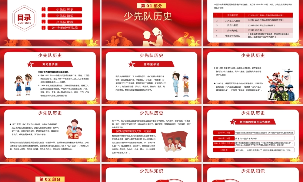 红色小学少先队员入队前教育PPT模板.pptx