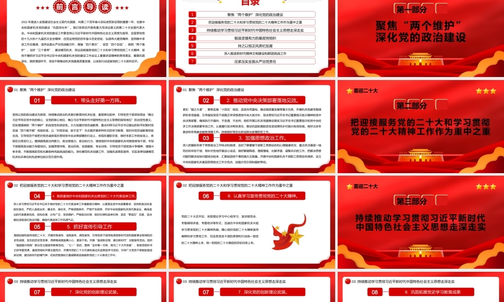 红金党政风党的建设主要工作PPT模板.pptx