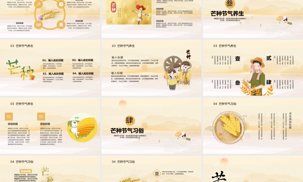 黄色中国风芒种节气介绍PPT模板.pptx